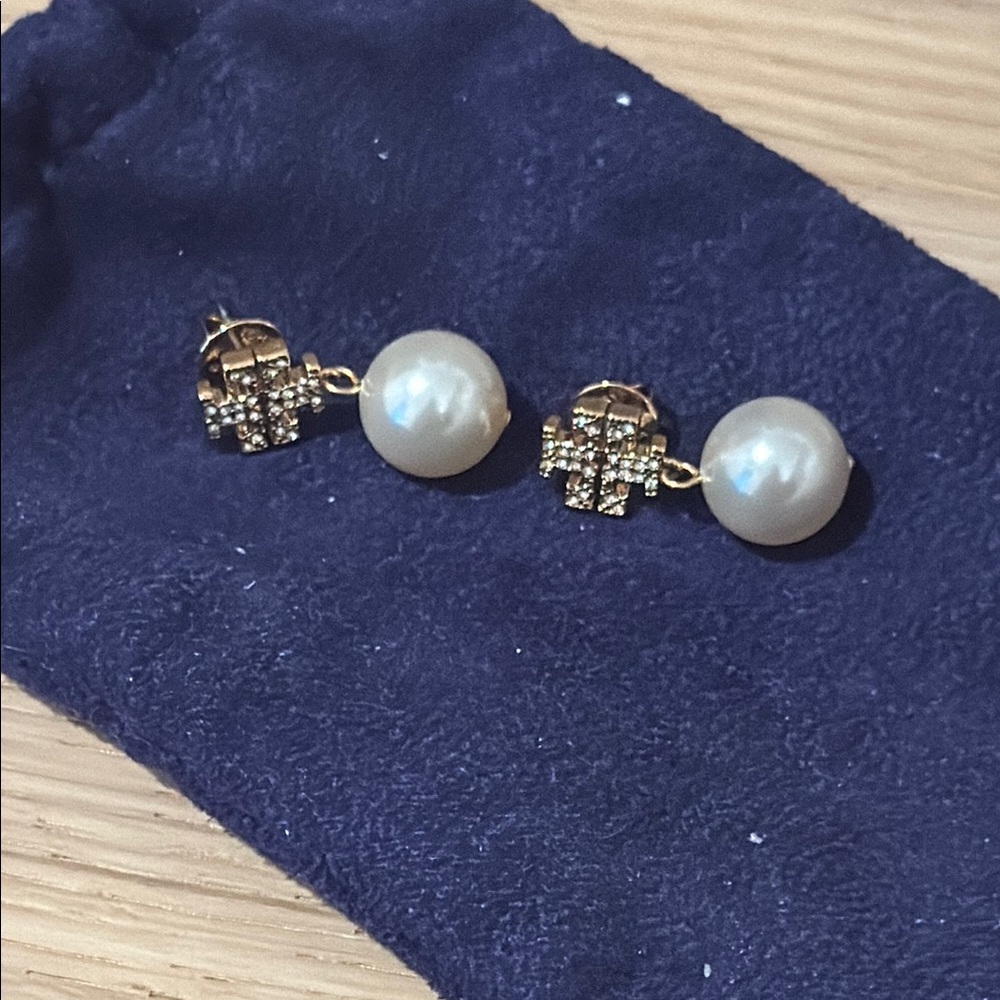 Tory Burch Gold and Pearl Earrings